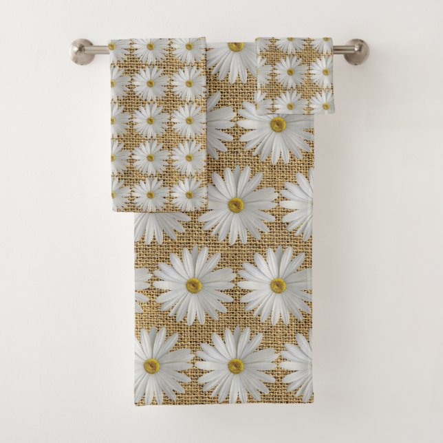 Conjunto De Toalhas Daisy Flowers Burlap (Insitu)