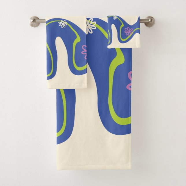 Conjunto De Toalhas Daisy Groove Blue, Orange, Purple, Green & Cream (Insitu)