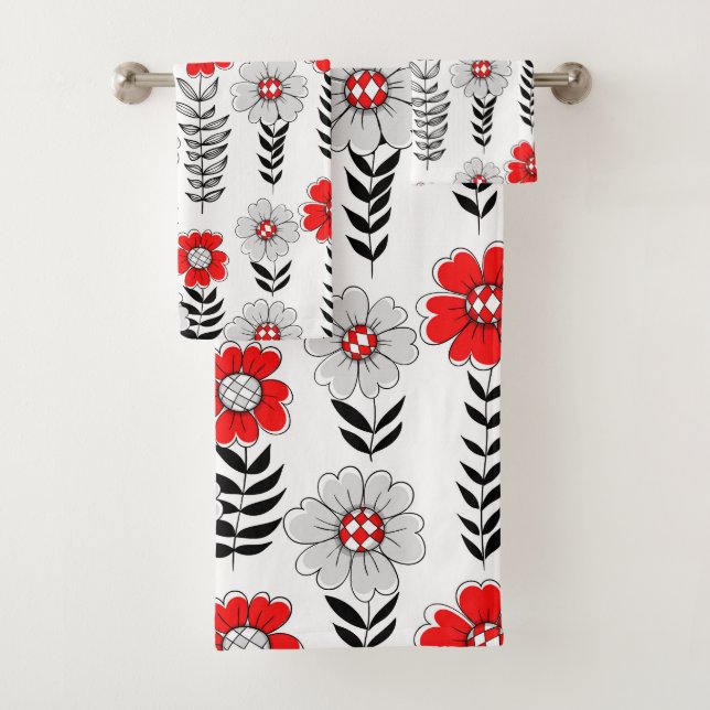 Conjunto De Toalhas Daisy rabiscos em vermelho e preto (Insitu)