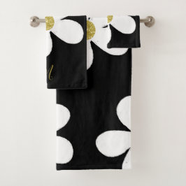 Conjunto De Toalhas Daisy Simple Black White Dourado Pessoal