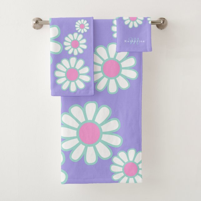Conjunto De Toalhas Daisy Simple Monograma Roxo (Insitu)