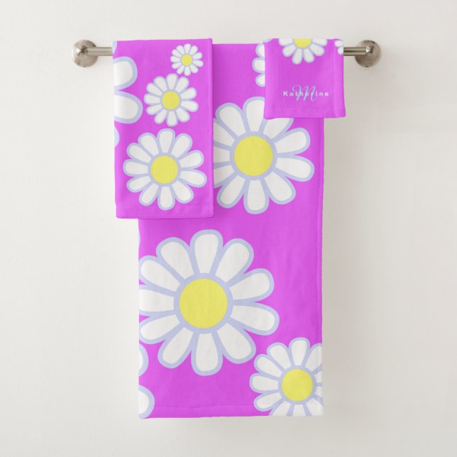 Conjunto De Toalhas Daisy Simple Monograma Violet (Insitu)