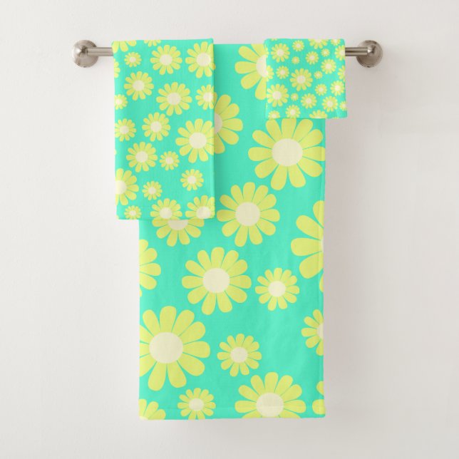 Conjunto De Toalhas Daisy Verde Aqua (Insitu)