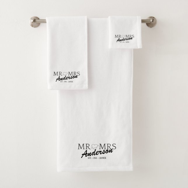Conjunto De Toalhas Dama personalizado do Sr. e da Sra. Wedding Famíli (Insitu)