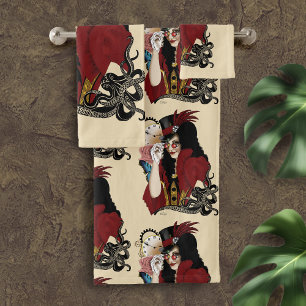 Conjunto De Toalhas Dama Vitoriana Vermelha Steampunk Polvo Vintage