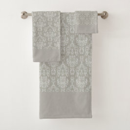 Conjunto De Toalhas Damasceno Cinza