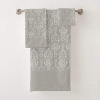 Conjunto De Toalhas Damasceno Cinza