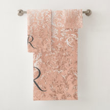 Damasco Dourado Rosa Monogramado