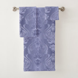 Conjunto De Toalhas Damasco floral de aço do laço da pervinca