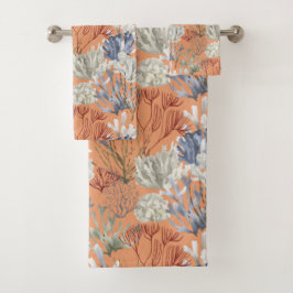 Conjunto De Toalhas Damascos Esmagados Sólidos com Impressão submarino