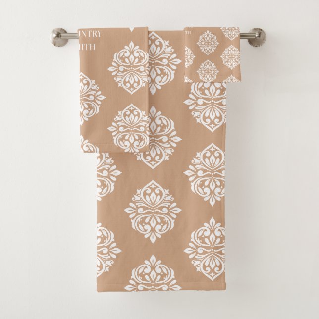 Conjunto De Toalhas Damask Ambience Personalizado Suave Beige (Insitu)