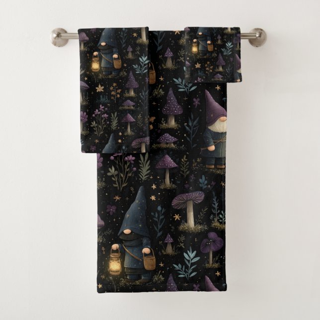 Conjunto De Toalhas Dark Fantasy Gnomo e Mushroom Pattern (Insitu)