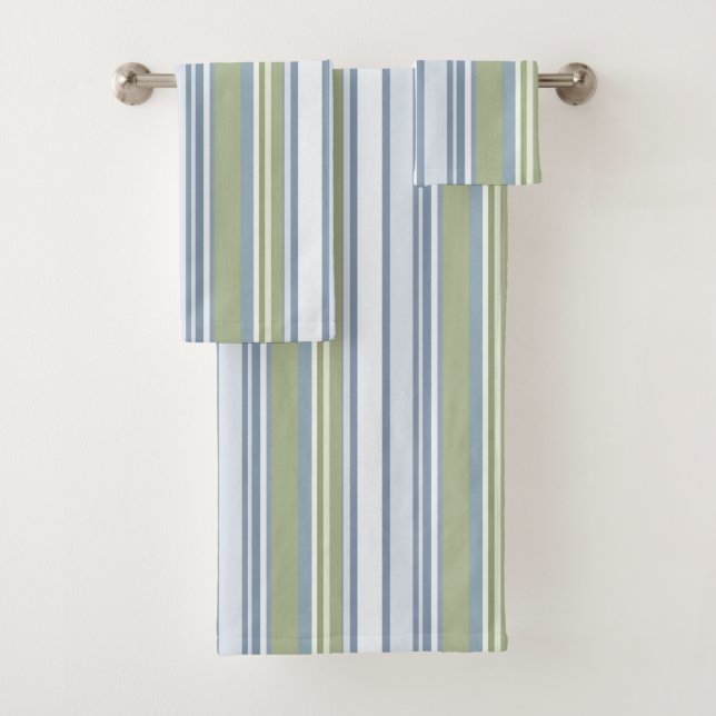 Conjunto De Toalhas Dark Pastel Blue and Spring Rain Stripes (Insitu)