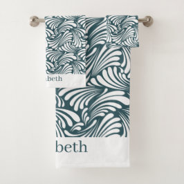 Conjunto De Toalhas Dark Teal Art Nouveau