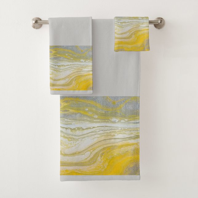Conjunto de toalhas de Abstrato amarelo e cinza