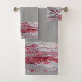 Conjunto de toalhas de Abstrato rosa e Cinza