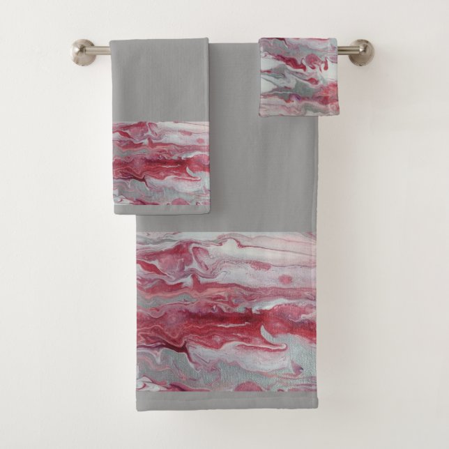Conjunto de toalhas de Abstrato rosa e Cinza (Insitu)
