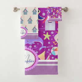 Conjunto de Toalhas de Bandeja Magenta de Praia Di