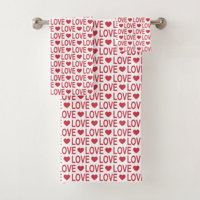 Conjunto de toalhas de banheira de amor vermelho (Insitu)