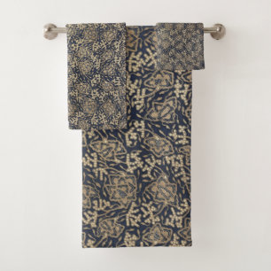 Conjunto de toalhas de Banheiro Azul e Creme Batik