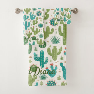 Conjunto de Toalhas de Banheiro Cacti