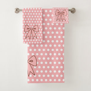 Conjunto de Toalhas de Banheiro com Laço Rosa Retr