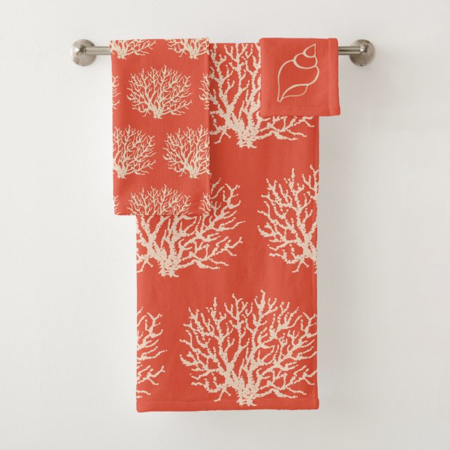 Conjunto de Toalhas de Banheiro Coral da Praia Bri (Insitu)