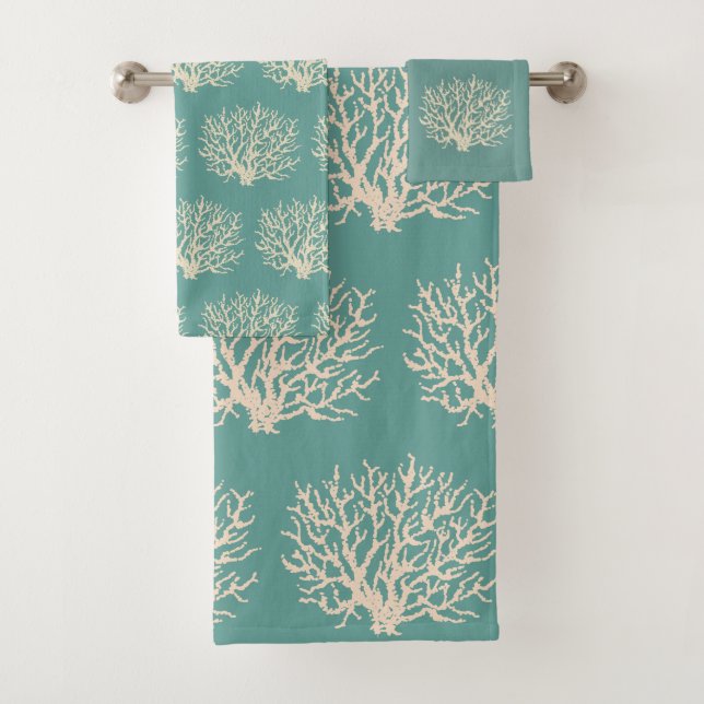 Conjunto de Toalhas de Banheiro Coral Oceano Verde (Insitu)