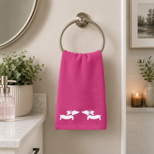 Conjunto de Toalhas de Banheiro Dachshund | 3 Peça (Dachshund Bathroom Towel Set | 3 Piece Doxie Bath)