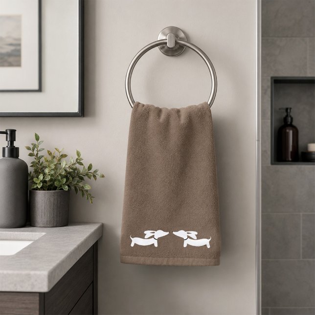 Conjunto de Toalhas de Banheiro Dachshund | 3 Peça (Dachshund Bathroom Hand Towel Brown )