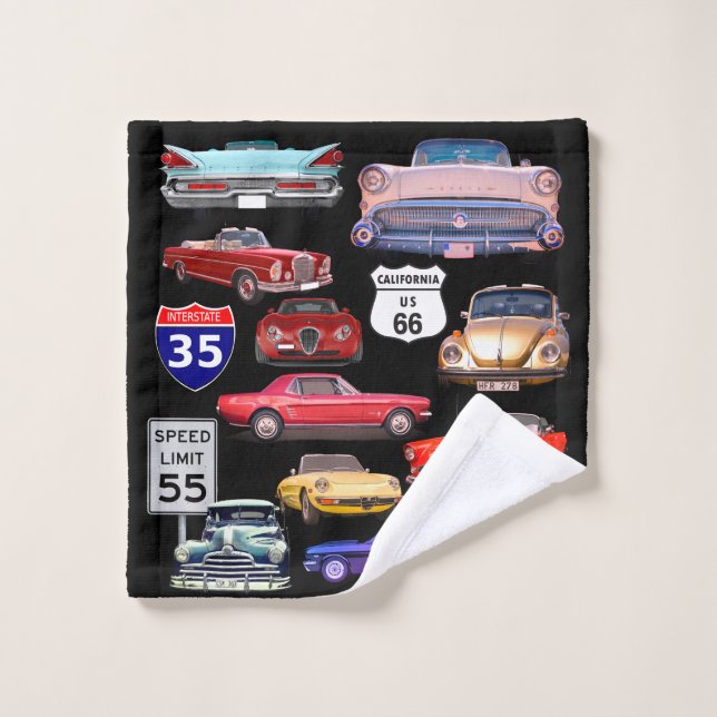 Conjunto de Toalhas de Banheiro de Carros Antigos (Pano de lavar)