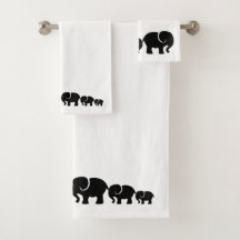Conjunto de Toalhas de Banheiro de Elefante Preto 