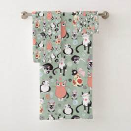Conjunto de toalhas de banheiro de gato fofo