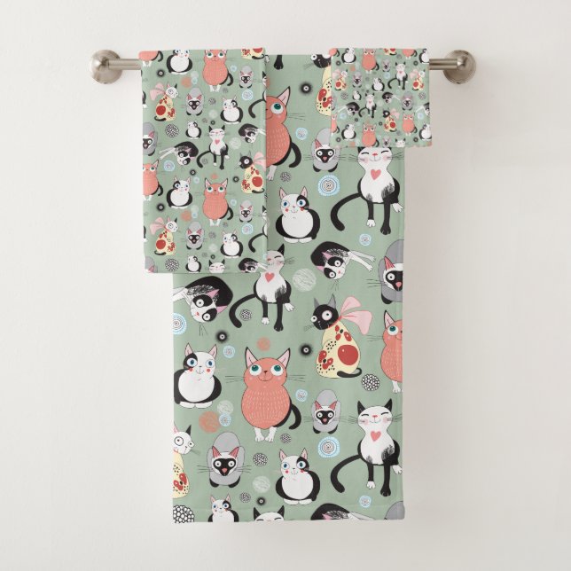 Conjunto de toalhas de banheiro de gato fofo (Insitu)