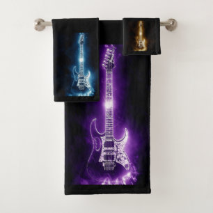 Conjunto de Toalhas de Banheiro de Guitares