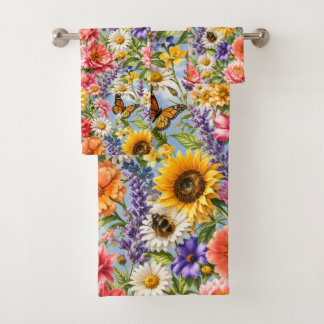 Conjunto de Toalhas de Banheiro Floral Girassol