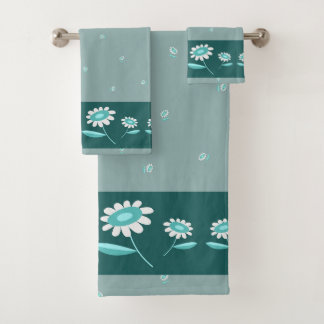 Conjunto de Toalhas de Banheiro Floral Margarida A