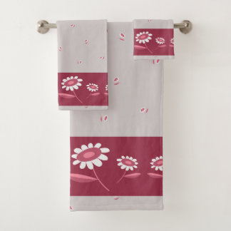 Conjunto de Toalhas de Banheiro Floral Rosa Dália