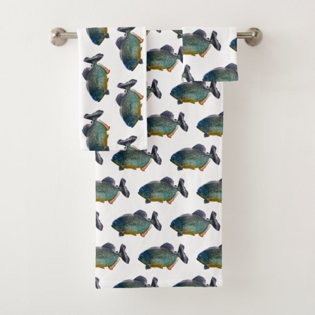 Conjunto de Toalhas de Banheiro Piranha Frenesi (Insitu)