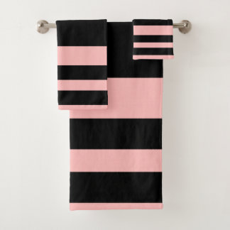 Conjunto de Toalhas de Banheiro Rosa e Preto