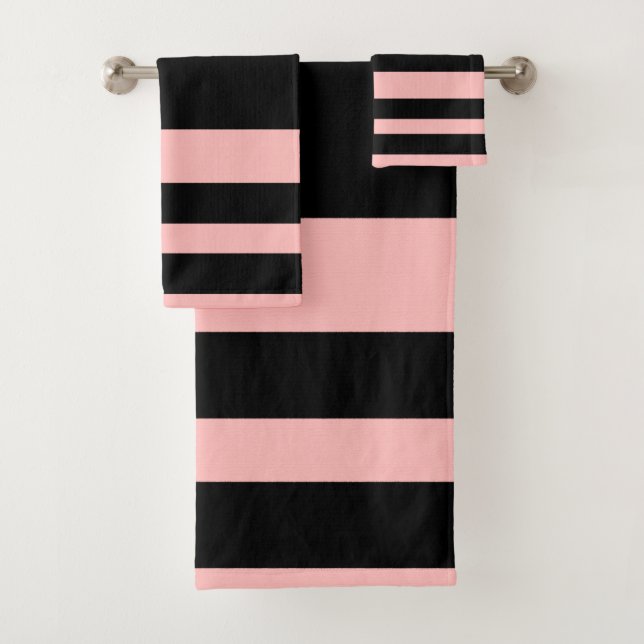 Conjunto de Toalhas de Banheiro Rosa e Preto (Insitu)