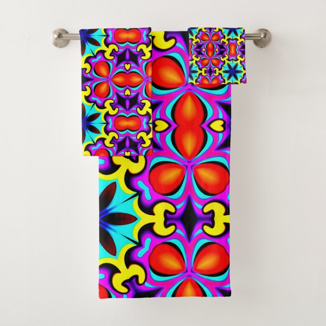 Conjunto de toalhas de banho amarelas e vermelhas (Insitu)