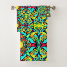 Conjunto de toalhas de Banho Amarelo e Azul