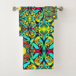 Conjunto de toalhas de Banho Amarelo e Azul