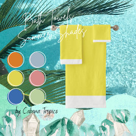 Conjunto de toalhas de banho amarelo e branco sóli