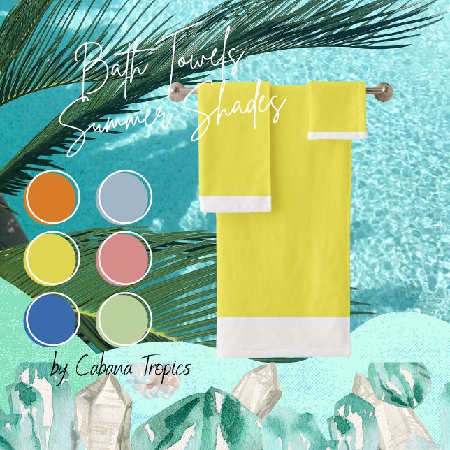 Conjunto de toalhas de banho amarelo e branco sóli (Criador carregado)