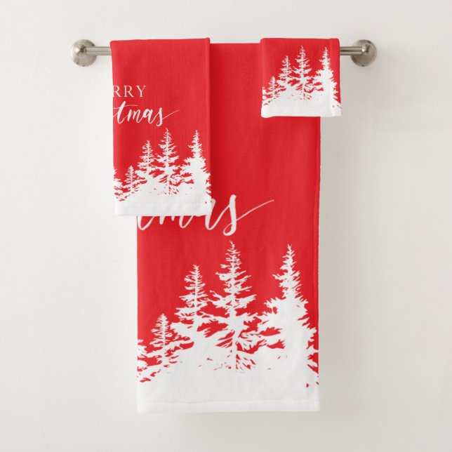 Conjunto de Toalhas de Banho Árvores de Natal Verm (Insitu)