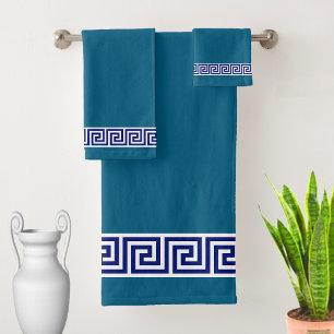 Conjunto de Toalhas de Banho Azul Oceano e Branco