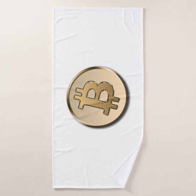 Conjunto de Toalhas de Banho Bitcoin Dourado (Toalha de Banho)
