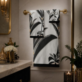 Conjunto de Toalhas de Banho Black & Ivory Art Déc